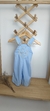 Jardineira Macacão Charles Azul Bebê Batizado João Batista Bordado Infantil Bebê Índigo Trend - comprar online