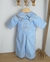 Conjunto Bata ou Body Gola Azul Bebê Cambraia Bordado Letra Inicial e Jardineira Macacão Charles Azul Bebê e Toalha Azul Bebê Batizado João Batista Bordado Índigo Trend - loja online