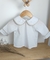 Bata ou Body Gola Branca Cambraia Bordado Batizado João Batista Letra Inicial Adulto Infantil Bebê Índigo Trend