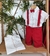 Kit Pai Mãe e Filho Camisa Social ou Body Branca Detalhes Natal Bosque dos Sonhos Bermuda Esporte Fino Gravata Borboleta e Suspensório Vermelho Vestido Adulto Rainha Vermelho Índigo Trend - comprar online