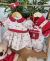 Kit Irmãos Bata ou Body Gola Padre Vermelha e Jardineira Natal Bosque dos Sonhos Bordado Boneco Biscoito Gengibre Vestido Princesa Com Manga Bufante Natal Bosque dos Sonhos e Laço Vermelho Índigo Trend na internet