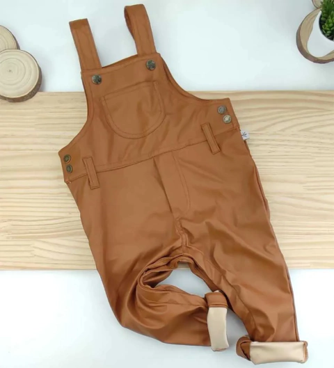 Jardineira Caramelo Couro Infantil Bebê Índigo Trend