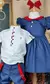 Kit Irmãos Bata ou Body Gola Padre Branca Detalhes Soldadinho de Chumbo Calça Azul Marinho e Suspensório Vermelho Vestido Princesa Com Manga Bufante Azul Marinho Soldadinho de Chumbo e Laço Vermelho Índigo Trend - comprar online