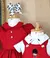 Kit Irmãos Bata ou Body Branca Charles Soldadinho de Chumbo Jardineira Vermelha Soldadinho de Chumbo Botão Dourado Vestido Princesa Com Manga Bufante Vermelho Botões Dourado e Laço Soldadinho de Chumbo Índigo Trend - comprar online