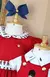 Kit Irmãos Bata ou Body Branca Charles Soldadinho de Chumbo Jardineira Vermelha Soldadinho de Chumbo Botão Dourado Vestido Princesa Com Manga Bufante Vermelho Botões Dourado Soldadinho de Chumbo e Laço Azul Marinho Índigo Trend - comprar online