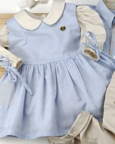 Vestido Princesa Regata Azul Bebê França Infantil Bebê Índigo Trend