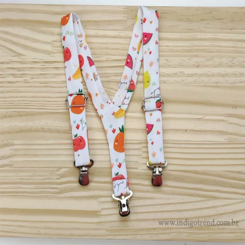 Suspensório Frutinhas Adulto Infantil Bebê Índigo Trend