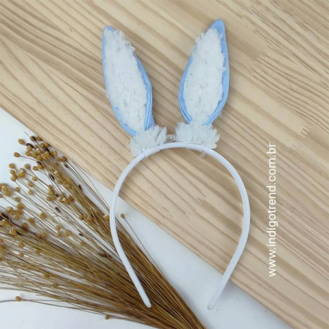 Tiara Orelha Coelho Colors Azul Adulto Infantil Bebê Índigo Trend