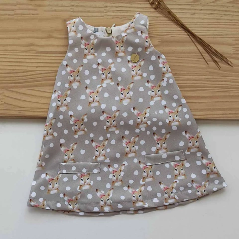 Vestido Trapézio Coelha Poá Encanto Páscoa Infantil Bebê Índigo Trend