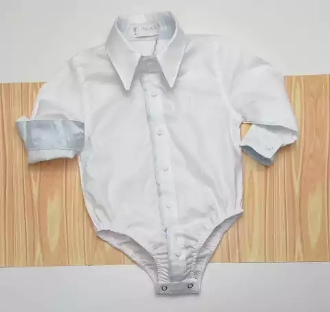 Camisa Social ou Body Branca Arabesco Batizado Anil Adulto Infantil Bebê Índigo Trend