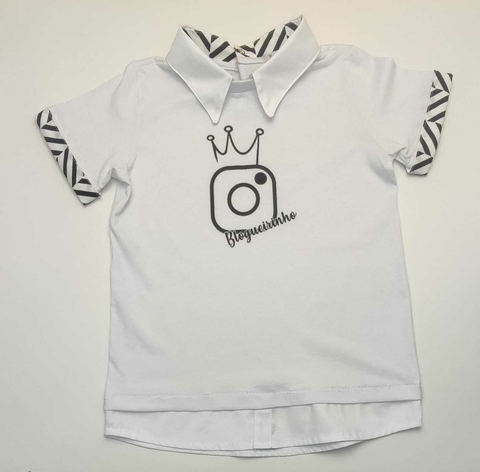 Camiseta ou Body T-Shirt 2 em 1 Summer Branca Blogueirinho Líbano Adulto Infantil Bebê Índigo Trend