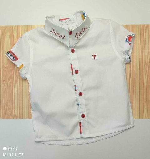 Camisa Social ou Body Branca Instrumentos Musicais Nome Bordado Personalizado Adulto Infantil Bebê Índigo Trend