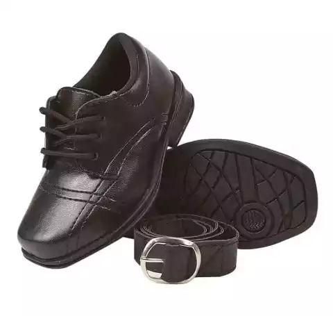 Kit Sapato Preto Cadarço Poderoso Chefinho