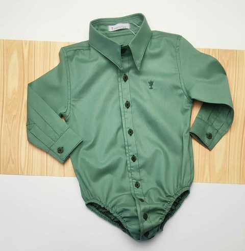 Camisa Social ou Body Verde Oliva Bangalore Lisa Adulto Infantil Bebê Índigo Trend - comprar online