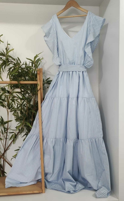 Vestido Adulto Rainha Veneza Xadrez Azul Bebê Índigo Trend - comprar online