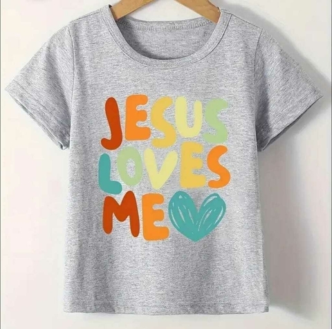 Camiseta T-Shirt Cinza Preta ou Branca Baby Look Mãe Jesus Loves Me Adulto Índigo Trend - comprar online