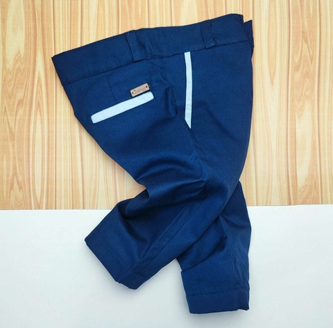 Calça Azul Marinho Martin Inglesa Detalhe Azul Bebê Esporte Fino Adulto Infantil Bebê Índigo Trend - comprar online