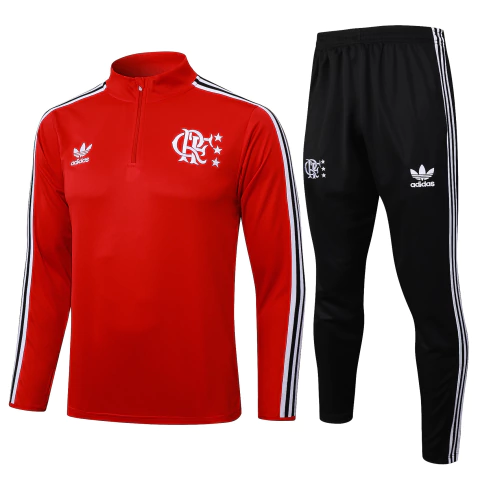 Conjunto de Treino Flamengo Treino 2025/26 - Torcedor Masculino - Jaqueta Vermelha e Calça Preta - comprar online
