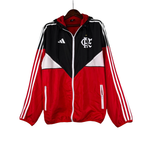 Jaqueta Corta-Vento Flamengo 23/24 - Masculino - Adidas - Preto e Vermelho