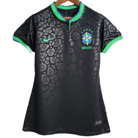 Camisa Seleção Brasileira Conceito Leopardo 22/23 - Versão Torcedora Feminina - Nike - Preto