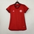 Camisa vermelha do Internacional, versão torcedora feminina, modelo 23/24 da Adidas, com gola em V e logo do clube.