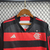 Kit Infantil Flamengo Casa 24/25 Manga Longa - Torcedor Unissex - Adidas - Preta com Listras Vermelhas e calção branco - PW Sports - Loja de Artigos Esportivos