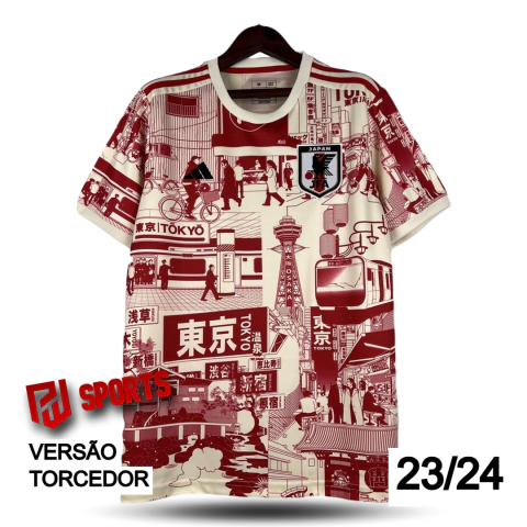Camisa Japão Edição Especial Legado Edo 23/24 - Versão Torcedor Masculino - Adidas - Bege com detalhes em Vermelho