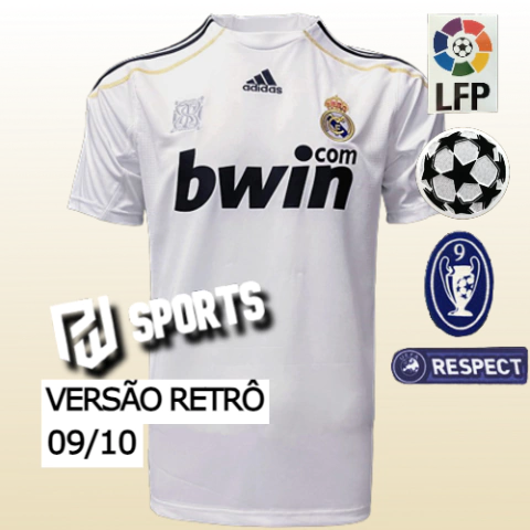 Camisa Real Madrid Home 2009/2010 - Versão Retrô Masculino - Adidas - Branco