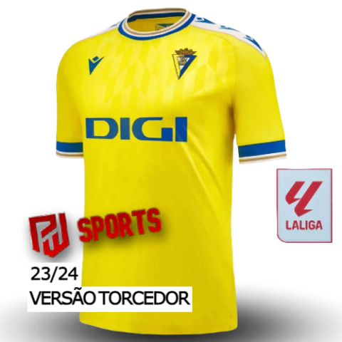 Camisa Cádiz Home 2023/2024 - Versão Torcedor Masculino - Macron - Amarela