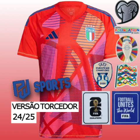 Camisa Seleção Itália Goleiro 24/25 - Versão Torcedor Masculino - Adidas - Laranja