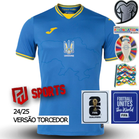 Camisa Seleção Ucrânia Fora 24/25 - Versão Torcedor Masculino - Joma - Azul