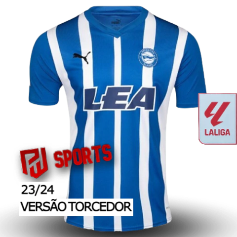 Camisa Alavés Home 2023/2024 - Versão Torcedor Masculino - Puma - Azul e Branca