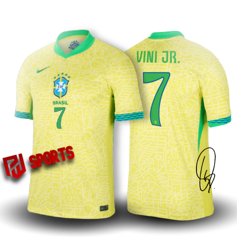 Camisa Brasil Casa 24/25 "VINI JR. #7" - Versão Torcedor Masculino - Nike - Amarela