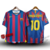 Camisa Barcelona Casa 05/06 Personalização Ronaldinho #10 - Versão Retrô Masculino - Nike - Azul e Grená