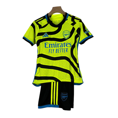 Kit Infantil Arsenal Away 23/24 - Versão Torcedor Unissex - Adidas - Camisa Verde e Shorts Preto