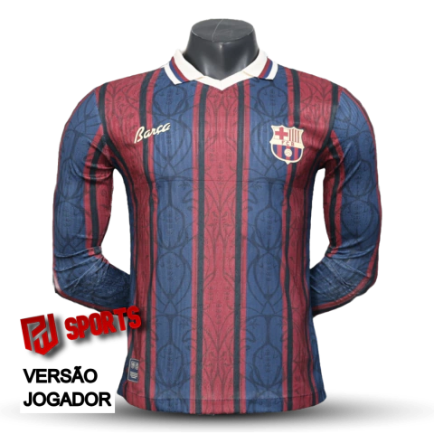 Camisa Barcelona Modernista 25/26 Manga Longa - Versão Jogador Masculino - Nike - Azul e Grená - comprar online