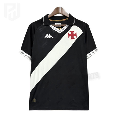 Camisa Vasco da Gama Titular 25/26 - Versão Torcedor Masculino - Kappa - Preta com Faixa Branca - comprar online