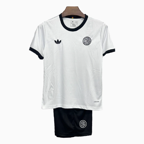 Kit Infantil Alemanha Aniversário 125 Anos 2025/26 - Versão Torcedor Unissex - Adidas - Camisa Branca e Shorts Preto - comprar online