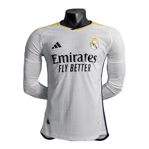 Camisa Real Madrid Home 2023/2024 Manga Longa - Versão Jogador Masculino - Adidas - Branca - comprar online