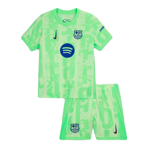 Kit Infantil Barcelona Third 24/25 - Versão Torcedor Unissex - Nike - Camisa e Shorts Verde - comprar online