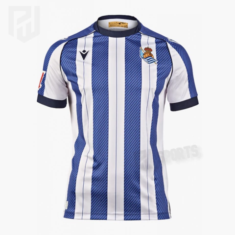 Camisa Real Sociedad Home 2025/2026 com Patch La liga - Versão Torcedor Masculino - Joma - Branca e Azul - comprar online