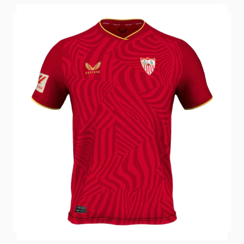 Camisa Sevilla Away 23/24 com Patch La liga - Versão Torcedor Masculino - Castore - Vermelha - comprar online
