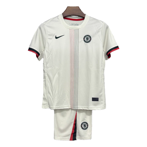 Kit Infantil Chelsea Away 2025/26 - Versão Torcedor Unissex - Camisa e Shorts Bege - comprar online