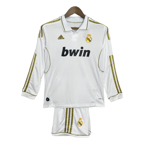 Kit Infantil Real Madrid Casa 2011/12 Manga Longa - Versão Torcedor Unissex - Adidas - Branca - comprar online