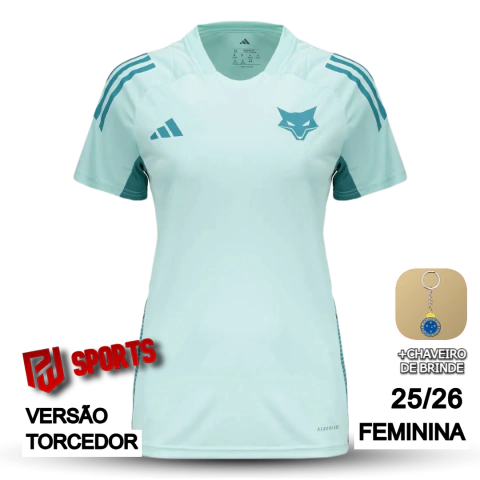 Camisa Cruzeiro Treino 2025/2026 - Versão Torcedor Feminina - Adidas - Azul Turquesa - comprar online