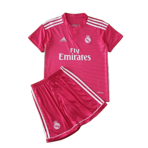 Kit Infantil Real Madrid Away 2014/15 - Versão Torcedor Unissex - Adidas - Camisa e Shorts Rosa - comprar online