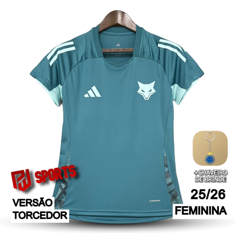 Camisa Cruzeiro Treino 2025/2026 - Versão Torcedor Feminina - Adidas - Azul Turquesa Escuro - comprar online