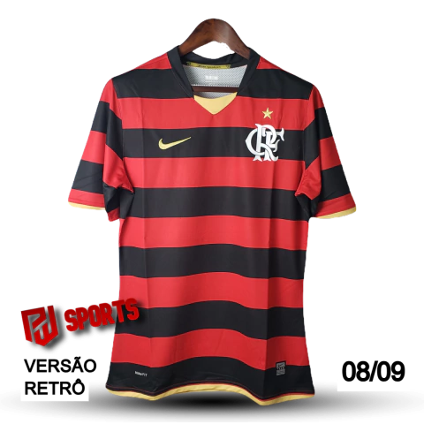 Camisa Flamengo Casa 2008/2009 - Versão Retrô Masculino - Nike - Vermelha e Preta