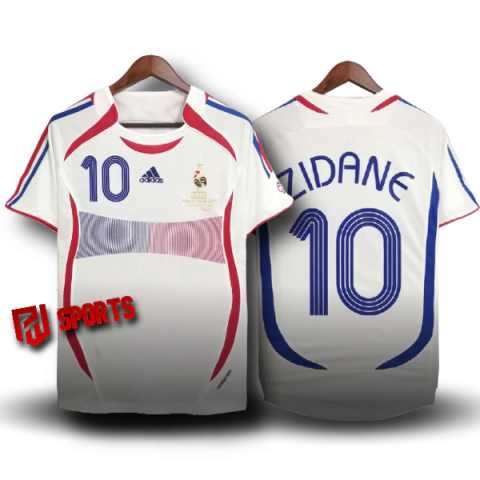 Camisa Seleção França Fora 2006 Personalização ZIDANE 10 - Versão Retrô Masculino - Adidas - Branca