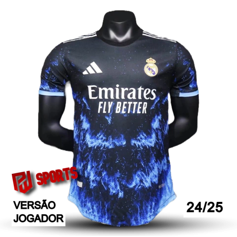 Camisa Real Madrid Edição Especial 24/25 - Versão Jogador Masculino - Adidas - Preto com detalhes em Azul